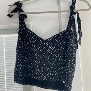 Abercrombie Polka Dot Cropped Tank Top Bow tied sleeve